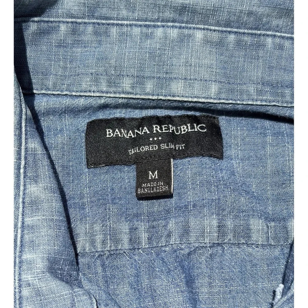 Men's Banana Republic Shirt Blue Button-Down M Casual Preppy City Denim Ranch
